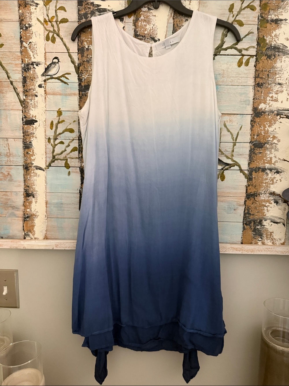 Fever Ombre Sleeveless Midi Dress in Ombré White to Blue